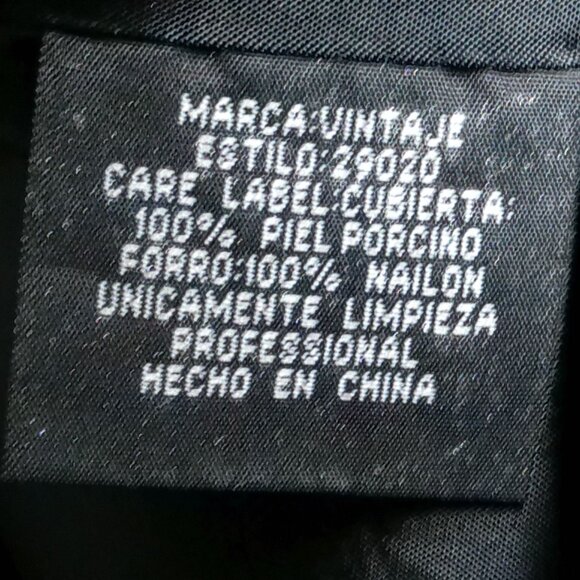 Large Black Leather Pig Skin Jacket - Picture 5 of 6